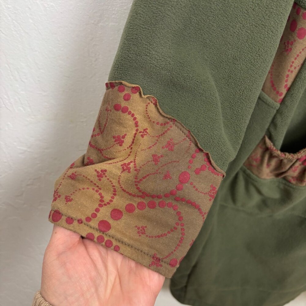 Jayli L Long Fleece Full Zip Jacket Hoodie Hooded Sweater Boho Hippie Artsy Funk - Picture 2 of 4